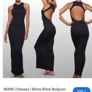 SKIMS Black Open-Back Bodycon Maxi